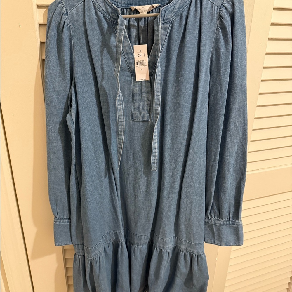 NWT LOFT Light Blue Chambray Dress